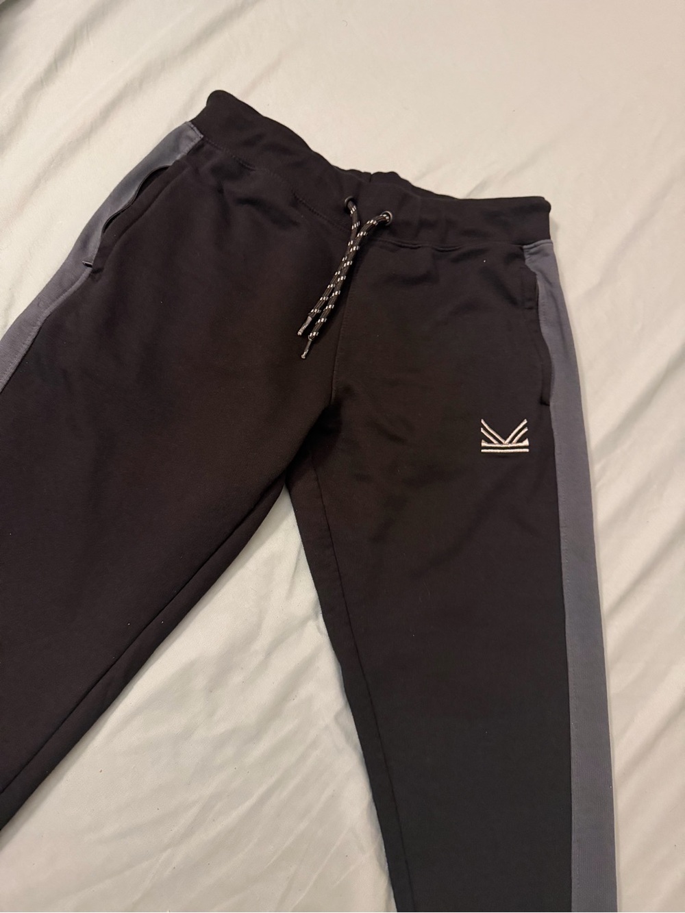 Black Jogger Sweatpants with Gray Side Stripes